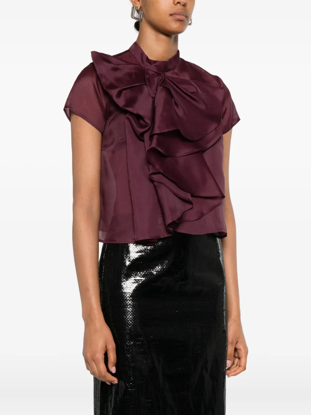 Viktor & Rolf Bow-detailed Silk Top In Red