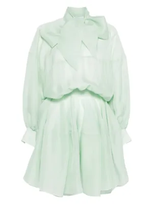 green emerald velvet dress Rochas Spring 2017 Green Satin Floral Tulip Short Sleeve Top main image 1