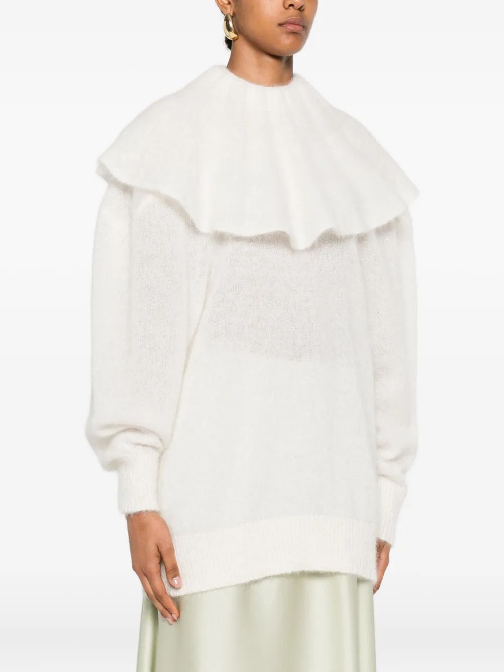 Viktor & Rolf Volant Ruffled-neck Sweater In White