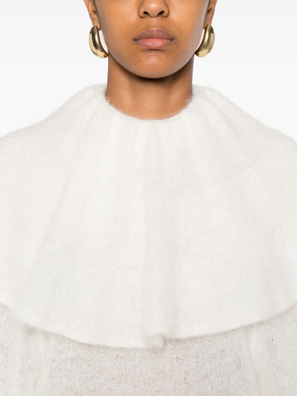 Viktor & Rolf Volant Ruffled-neck Sweater In White