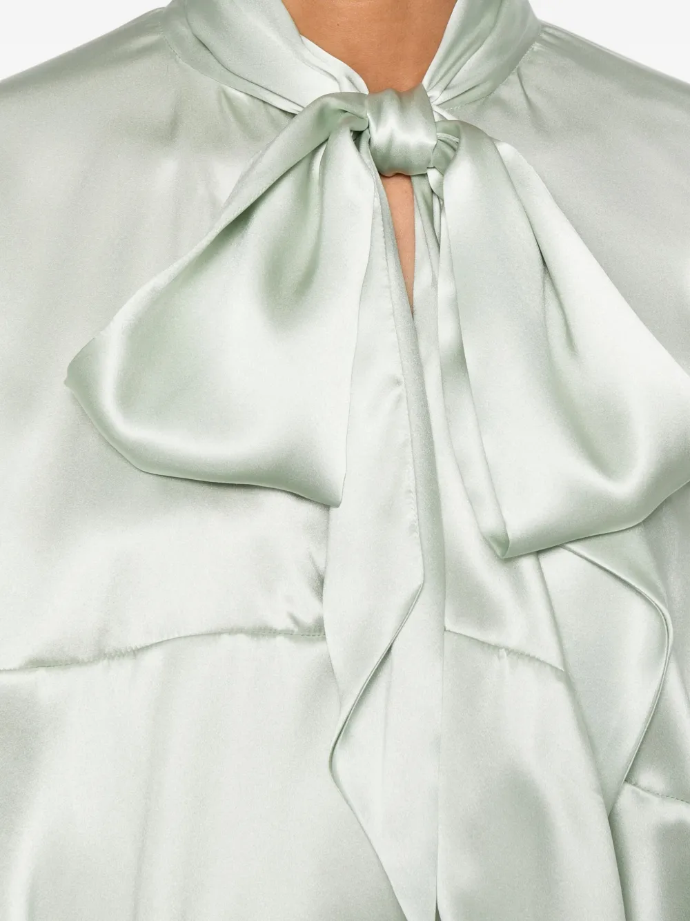 Viktor & Rolf Zijden blouse met ballonmouwen en strikdetail Groen