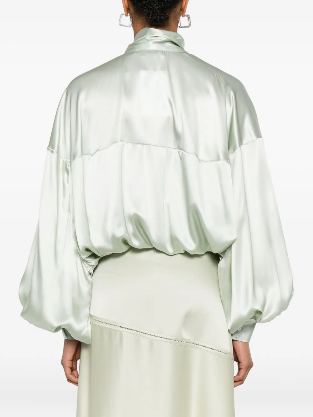 Viktor & Rolf Zijden blouse met ballonmouwen en strikdetail Groen