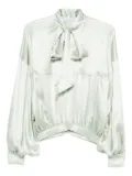 Viktor & Rolf bow-detail balloon-sleeve silk blouse - Green