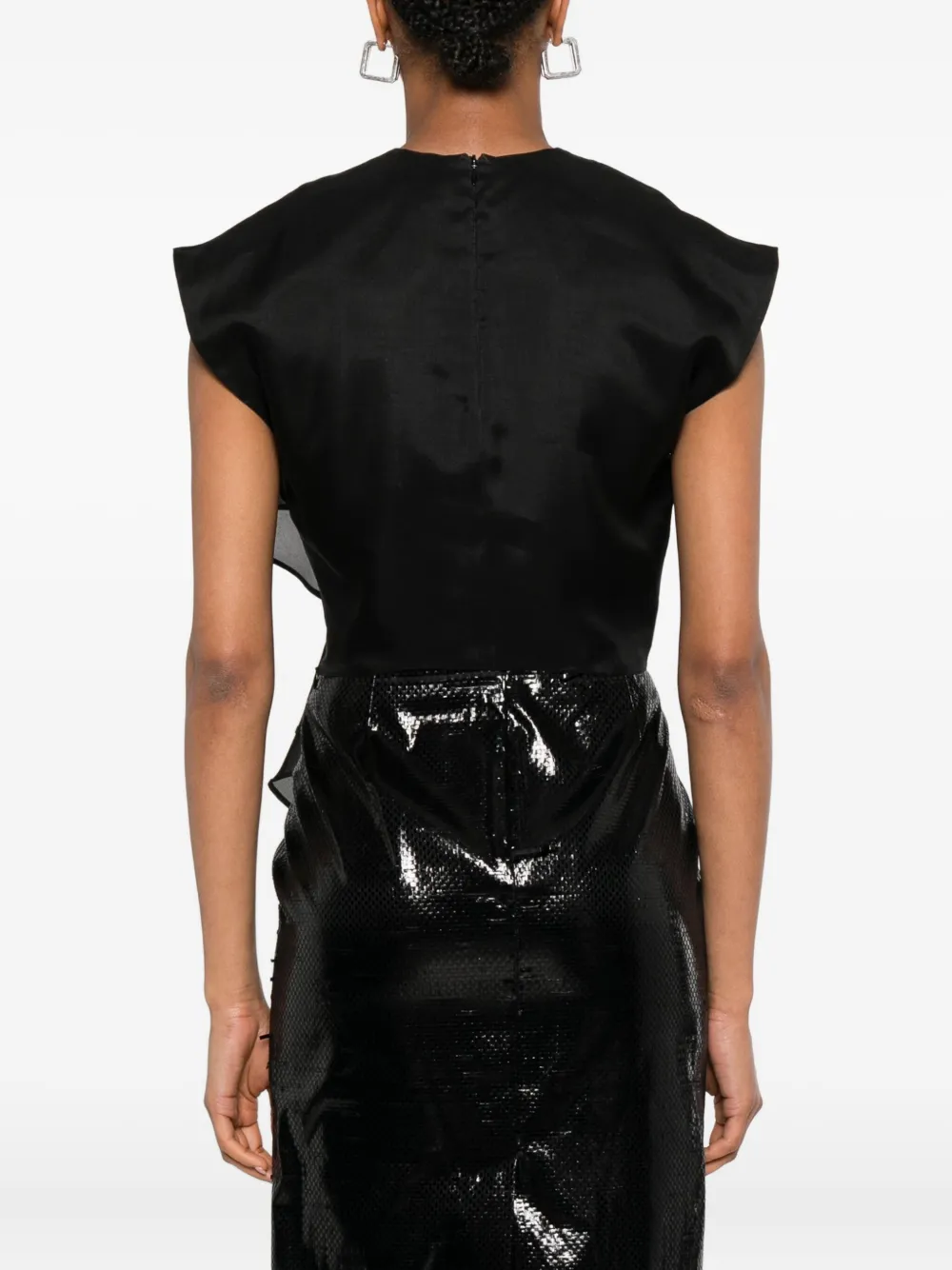 Viktor & Rolf Layered-ruffle Silk Top In Black