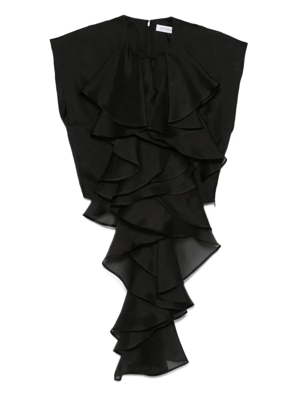 Viktor & Rolf Layered-ruffle Silk Top In Black