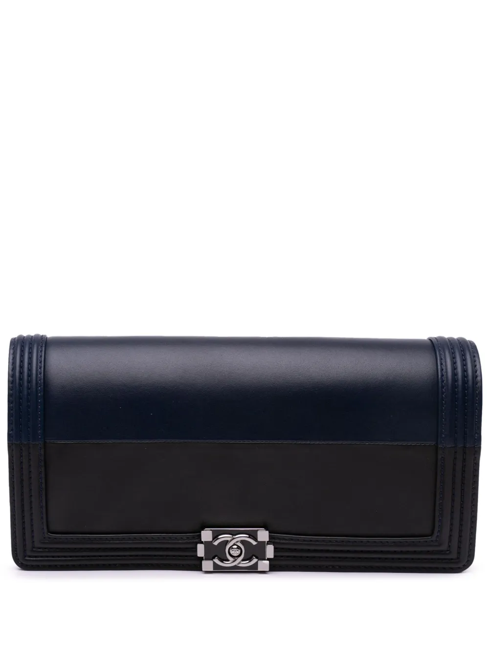 CHANEL Pre-Owned 2015-2016 バイカラーラムスキン ボーイ クラッチバッグ - ブルー CHANEL Pre-Owned 2015-2016 バイカラーラムスキン ボーイ クラッチバッグ - ブルー