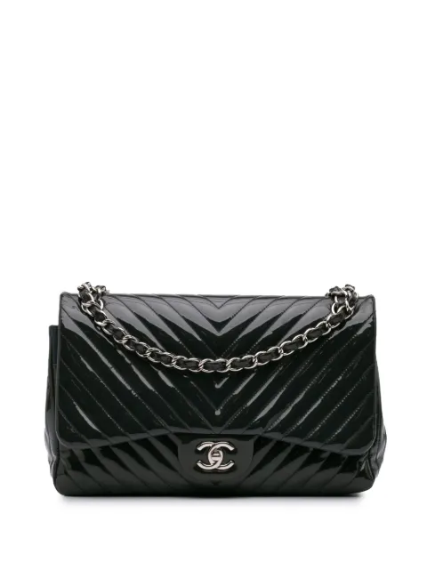 CHANEL Pre-Owned 2015-2016 Jumbo Classic Chevron Patent Double Flap shoulder bag