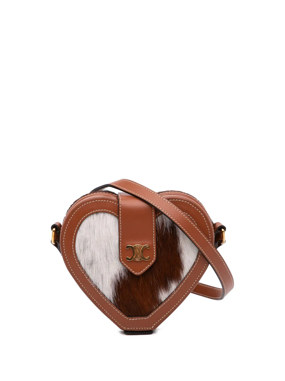 Céline Pre-Owned 2022 ポニーヘア トリオンフ ハート タンブール ショルダーバッグ - ブラウン Céline Pre-Owned 2022 ポニーヘア トリオンフ ハート タンブール ショルダーバッグ - ブラウン