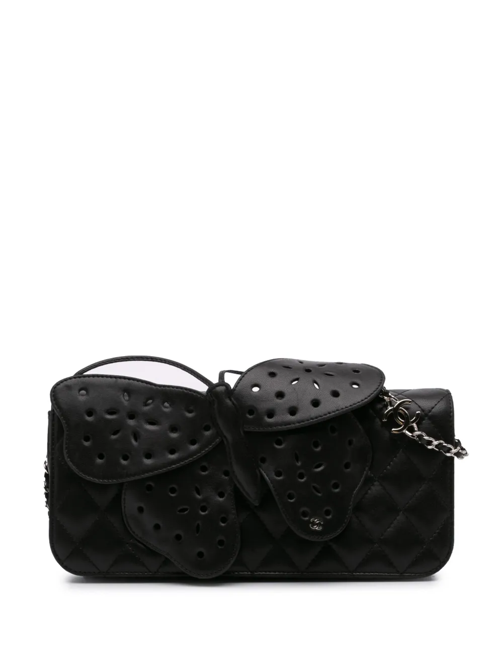 CHANEL Pre-Owned 2010-2011 マトラッセ ラムスキン バタフライ クラッチウィズチェーン ショルダーバッグ - CHANEL Pre-Owned 2010-2011 マトラッセ ラムスキン バタフライ クラッチウィズチェーン ショルダーバッグ -