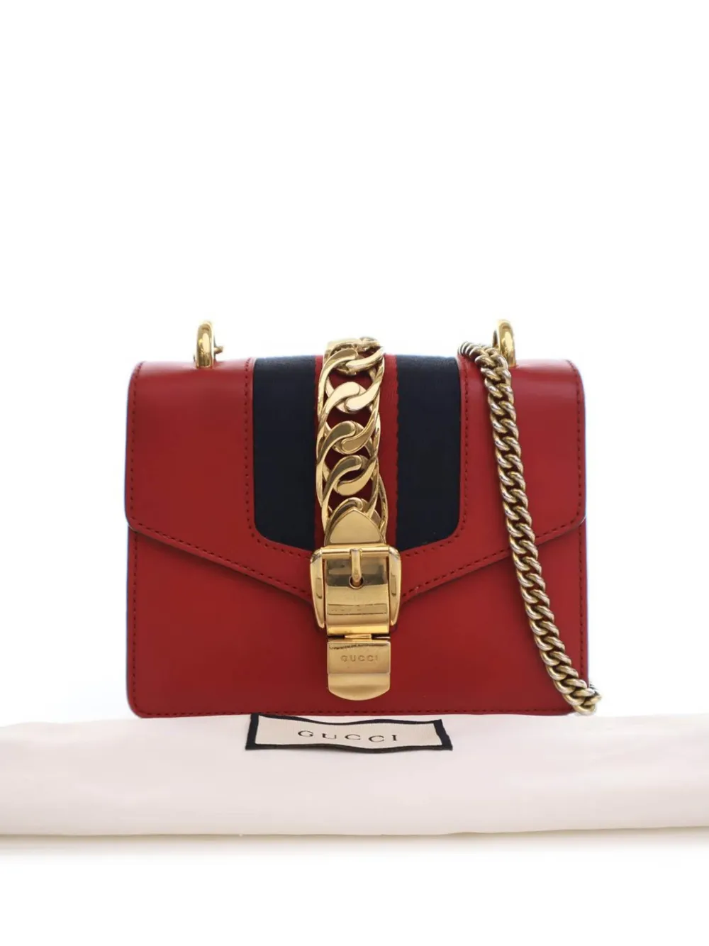 Gucci Pre-Owned Borsa a tracolla Sylvie mini in pelle con catena 2016-2024 | Image 7