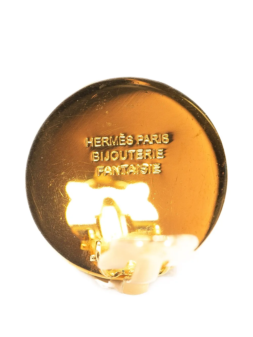 Pre-owned Hermes 20th Century Caleche Horse Clip On Earrings Costume Earrings In Gold