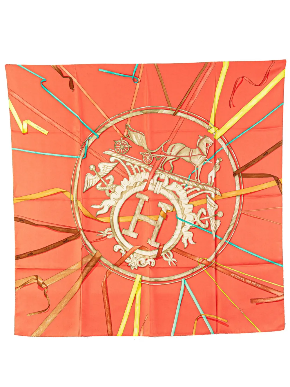 Hermès Pre-Owned 2000-2020 Attrape Tes Reves シルク スカーフ - オレンジ Hermès Pre-Owned 2000-2020 Attrape Tes Reves シルク スカーフ - オレンジ
