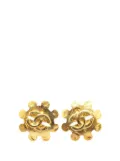 CHANEL Pre-Owned 1994 Gold Plated CC Flower Clip On Earrings costume earrings