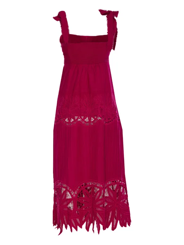 open lace back dress Red Palermo Sleeveless Midi Dress – FARM Rio main image 0