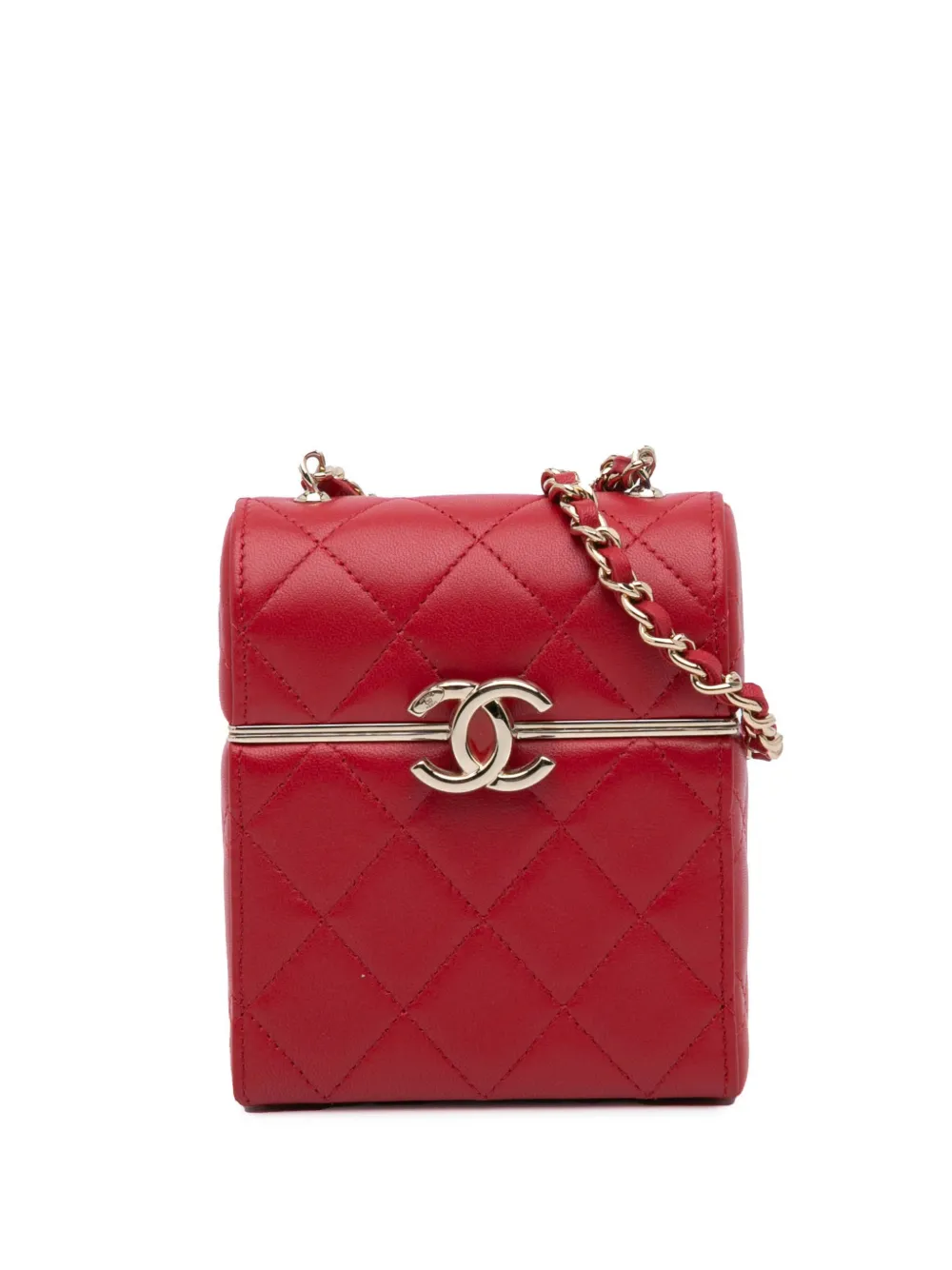 CHANEL Pre-Owned 2021 スモール ココマーク ラムスキン ボックス バニティウィズチェーン ショルダーバッグ - レッド CHANEL Pre-Owned 2021 スモール ココマーク ラムスキン ボックス バニティウィズチェーン ショルダーバッグ - レッド