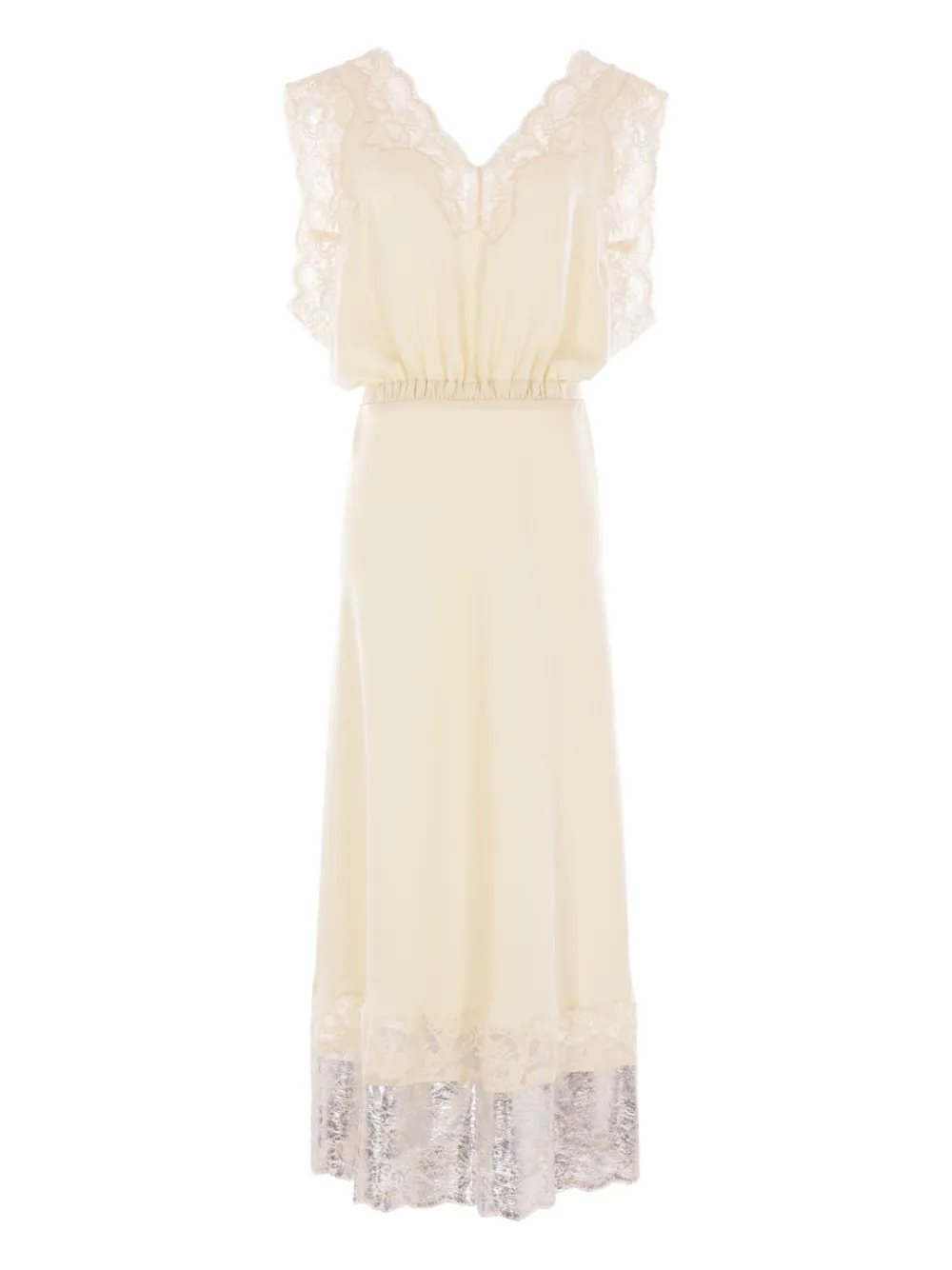lace-trimmed midi dress