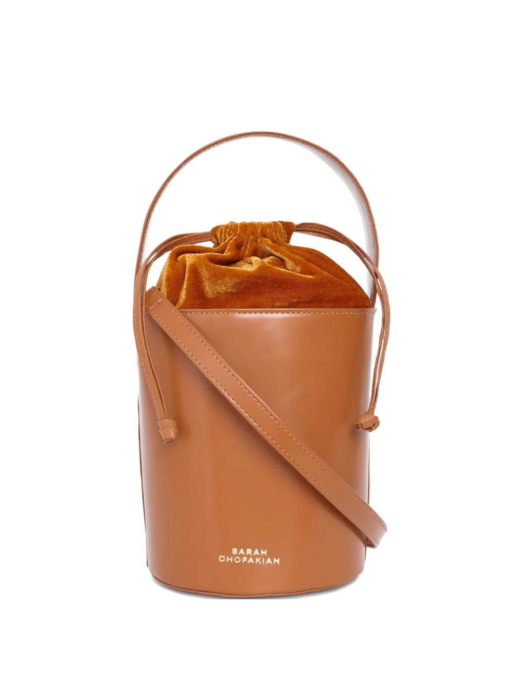Sarah Chofakian Leren bucket-tas Bruin