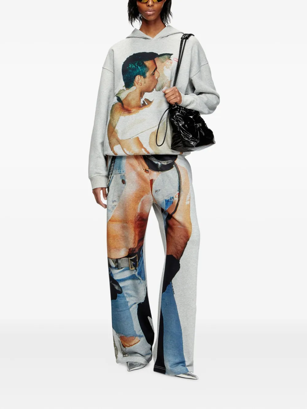 Diesel x Tom of Finland Foundation hoodie met Kiss-print Grijs