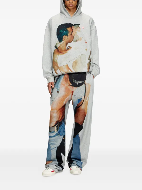 Diesel x Tom Of Finland Foundation Kiss-print Hoodie Grey FARFETCH