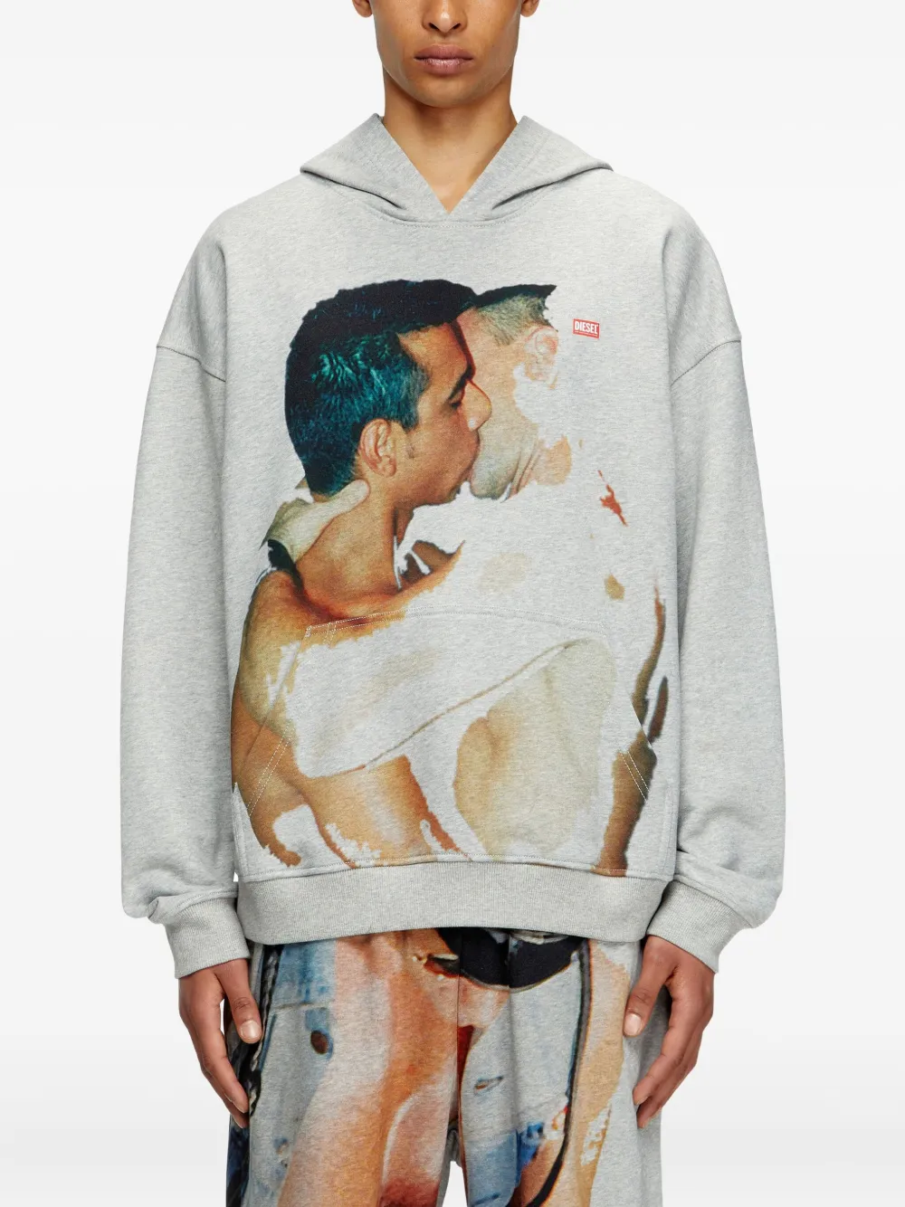 Diesel x Tom of Finland Foundation hoodie met Kiss-print Grijs