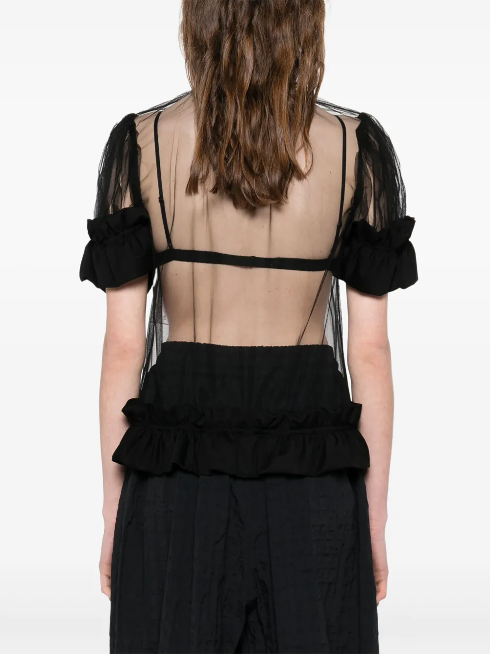 NOIR KEI NINOMIYA RUFFLE-DETAIL SHEER BLOUSE