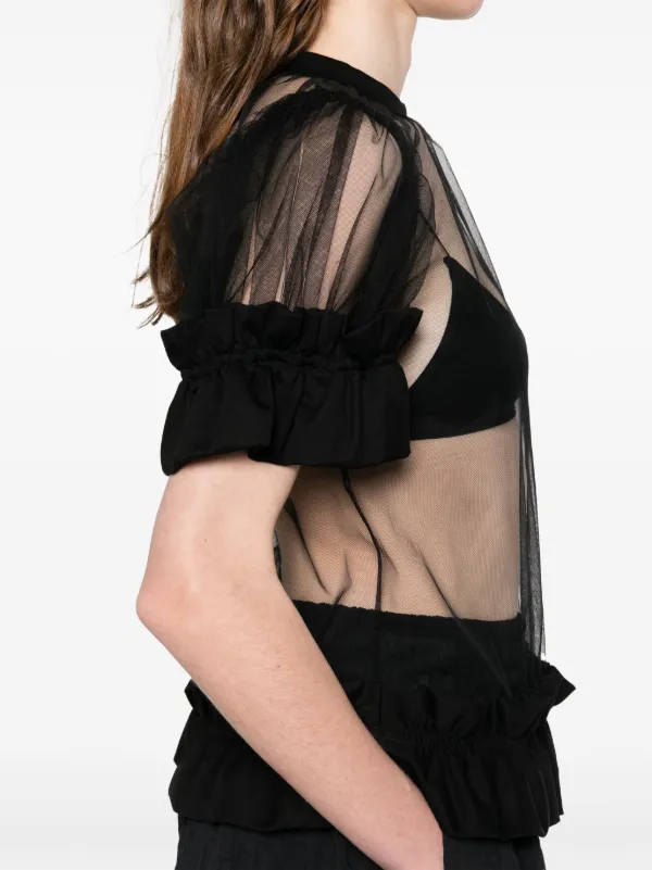 Noir Kei Ninomiya ラッフル シアーブラウス | ブラック | FARFETCH JP