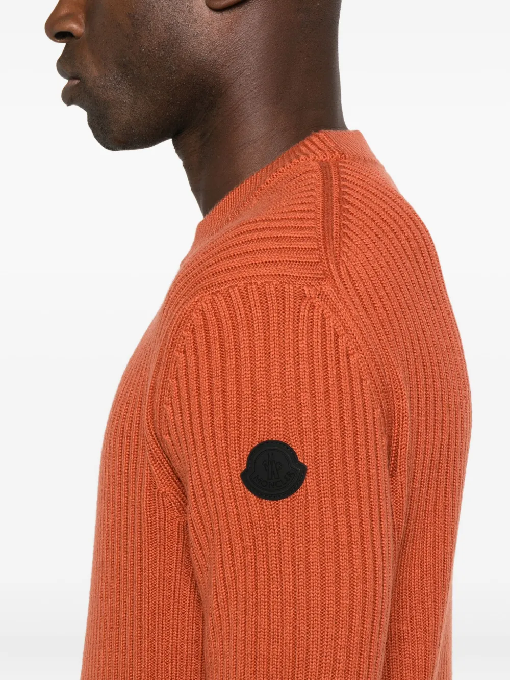 Moncler Ribbed Crew-neck Sweater In Orange