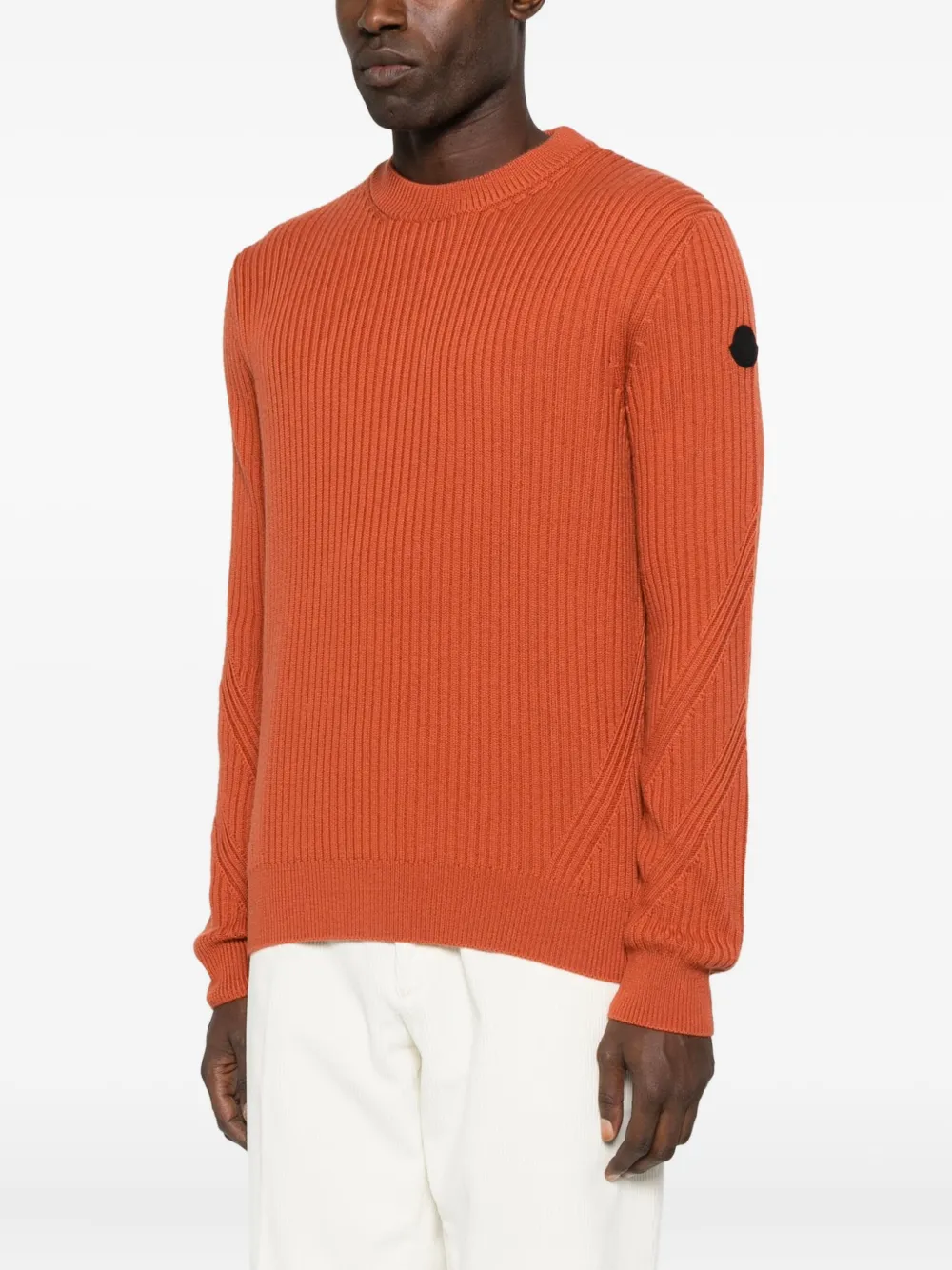 Moncler Ribbed Crew-neck Sweater In Orange