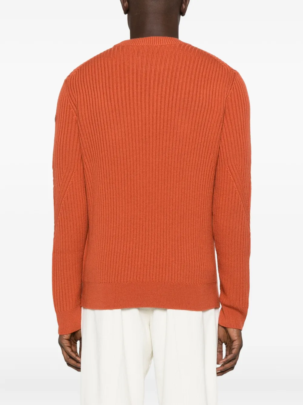 Moncler Ribbed Crew-neck Sweater In Orange