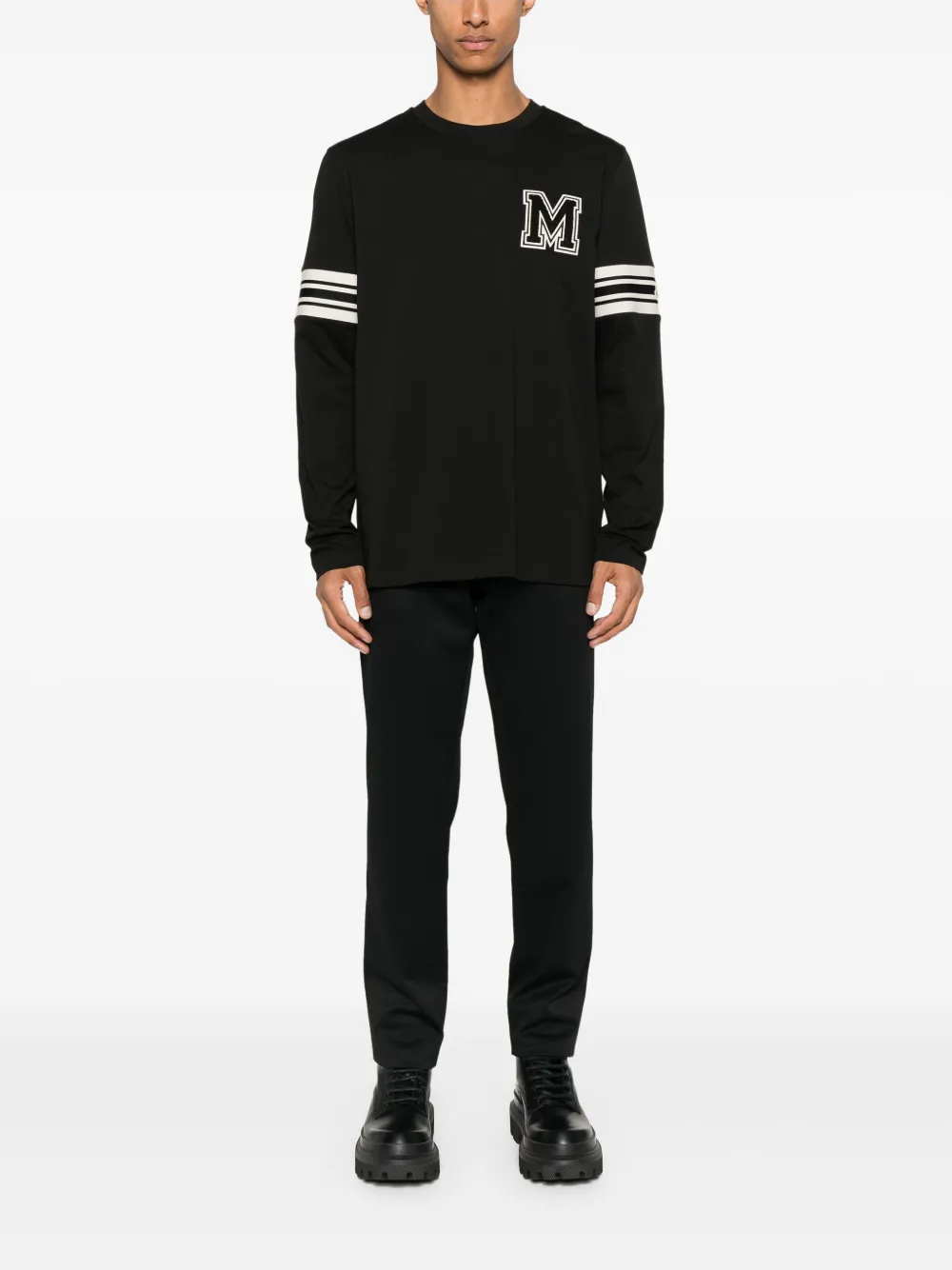 Moncler T-shirt met M-borduurwerk - Zwart