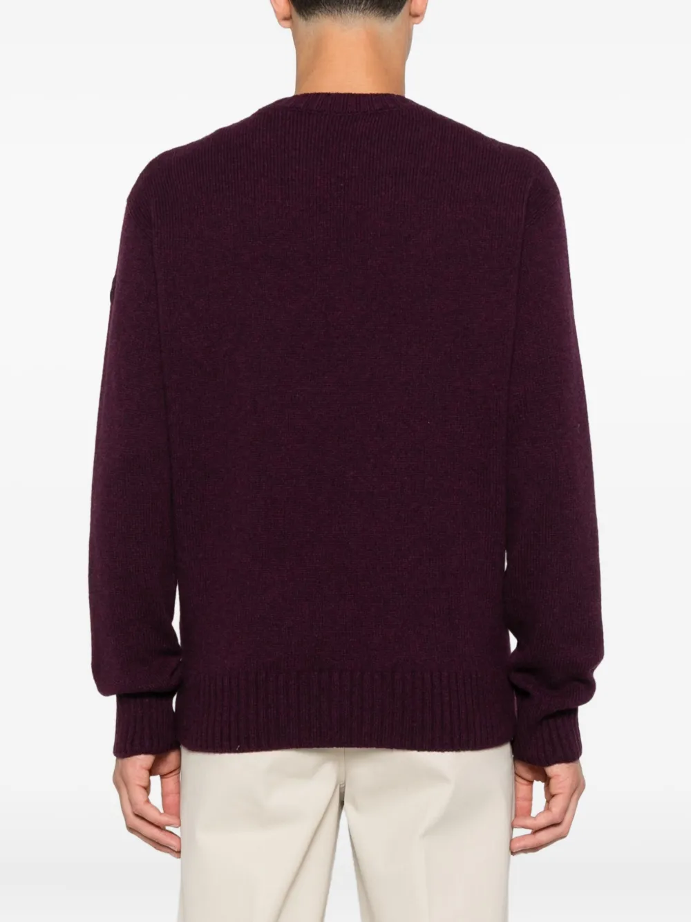 Moncler Trui met logopatch en ronde hals Paars