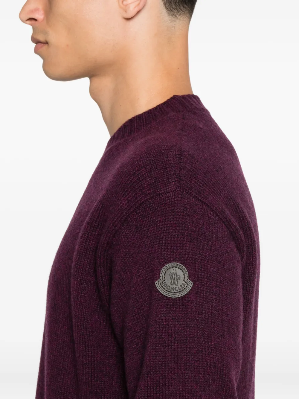 Moncler Trui met logopatch en ronde hals Paars