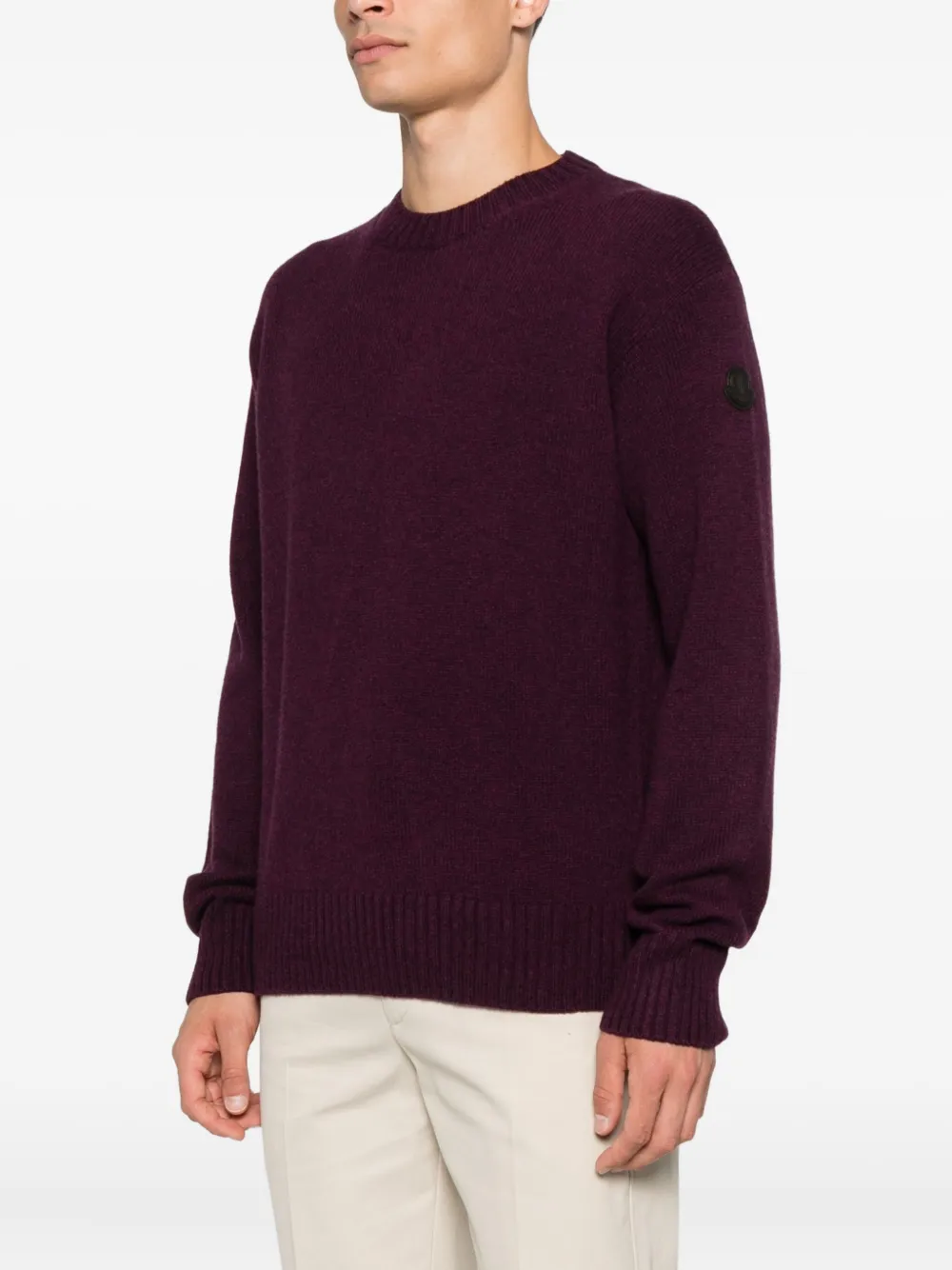 Moncler Trui met logopatch en ronde hals Paars