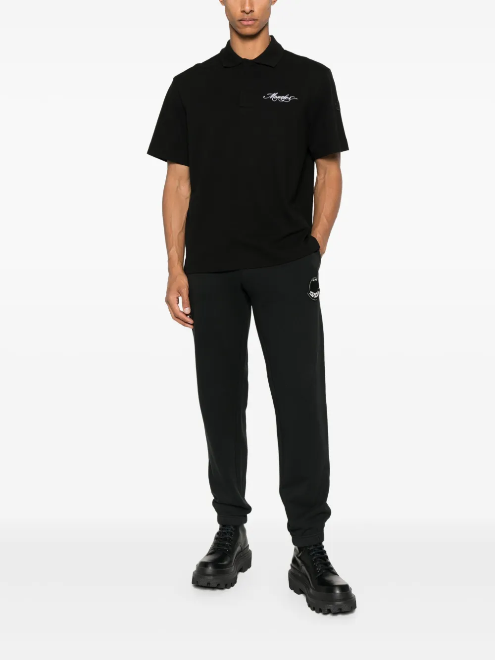 Moncler Poloshirt met geborduurd logo - Grijs