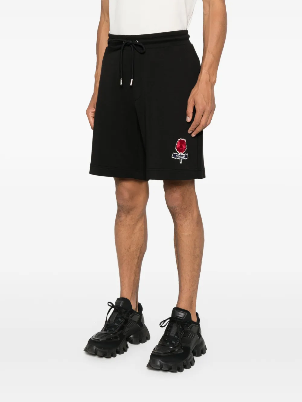 Moncler Trainingsshorts met geborduurd logo Zwart