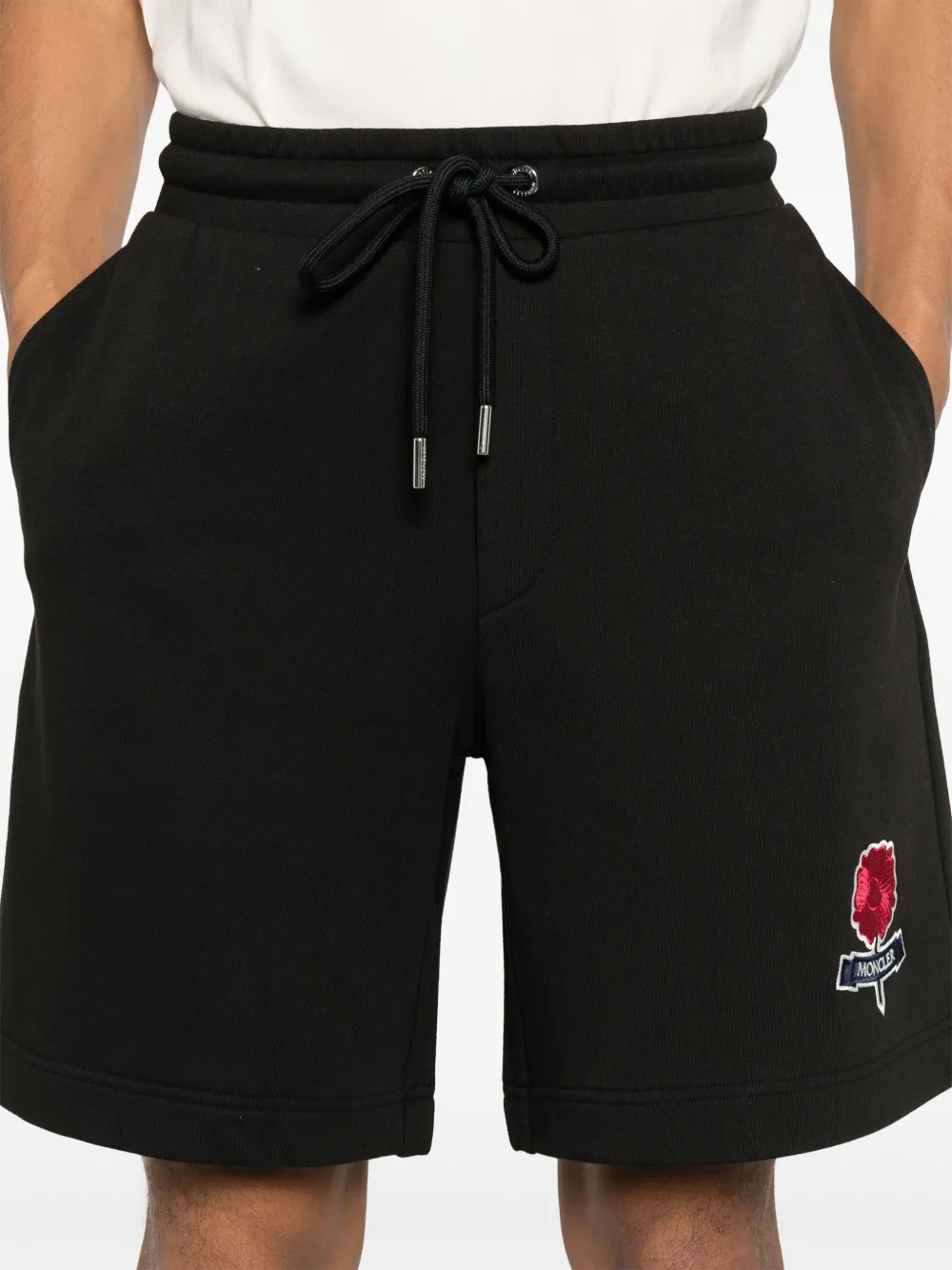 Moncler Trainingsshorts met geborduurd logo Zwart