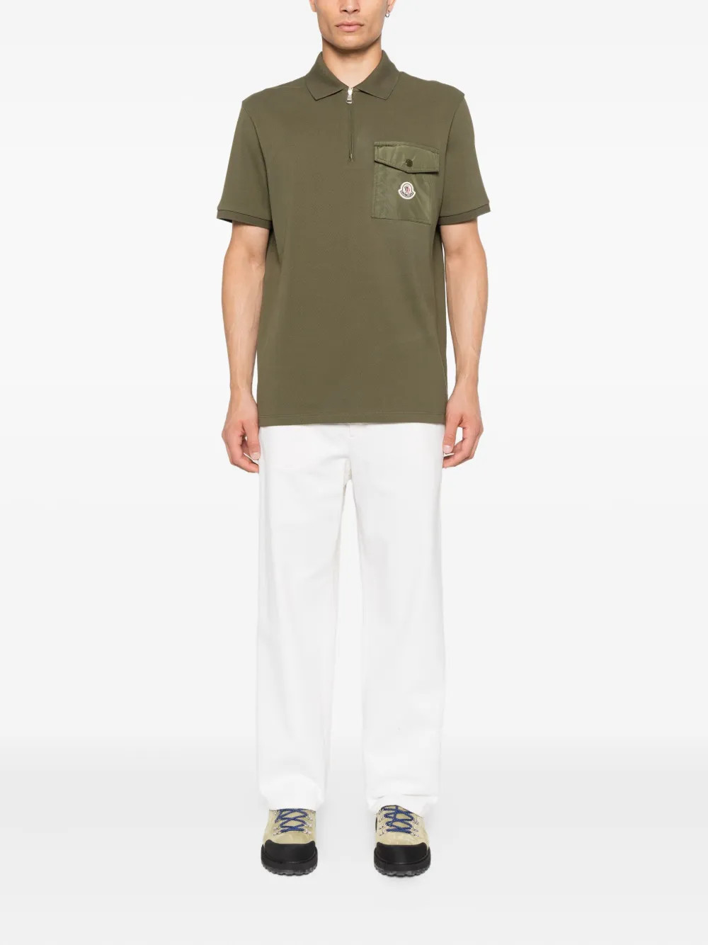 Moncler piqué-weave cotton polo shirt - Groen