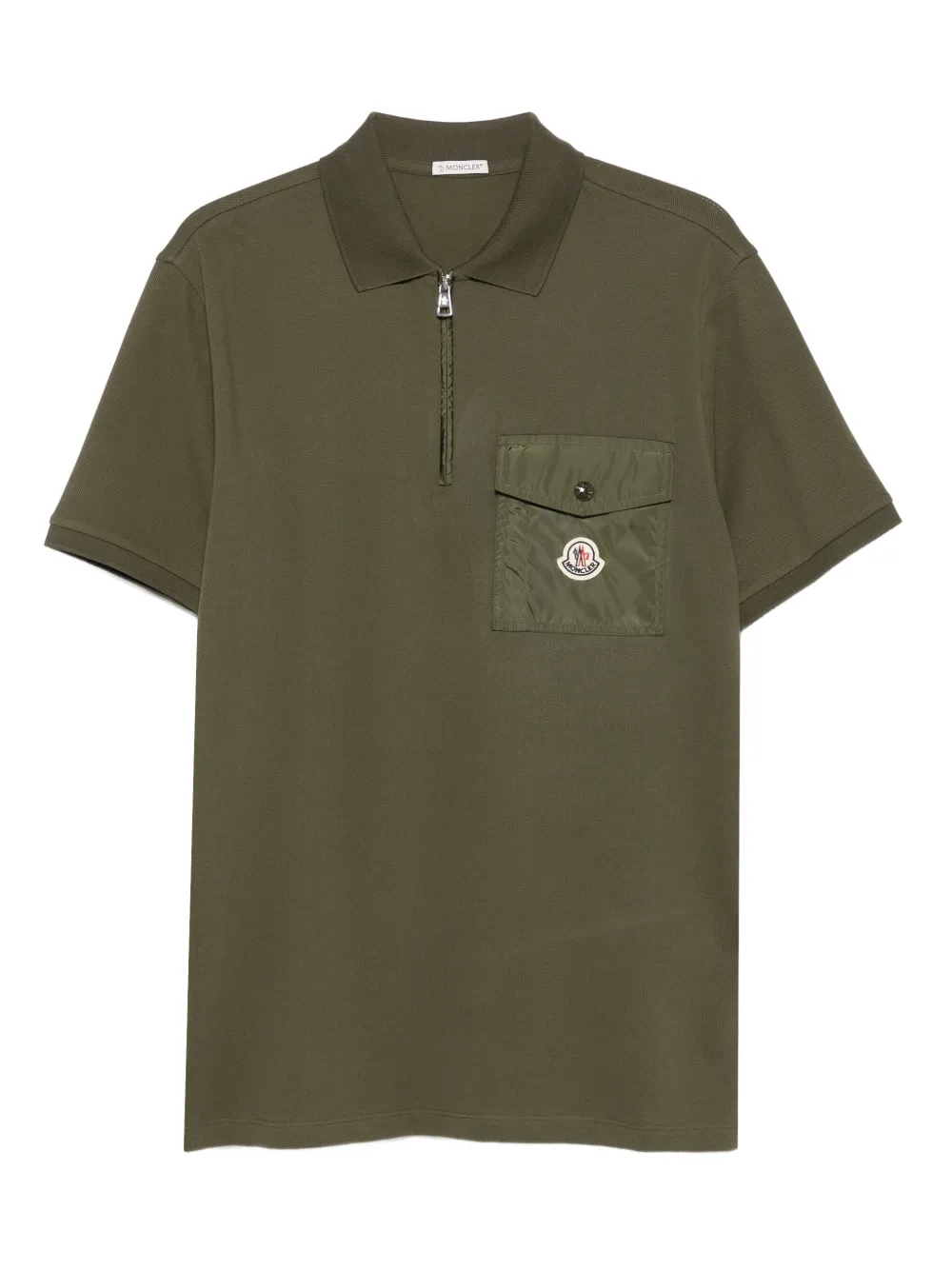 Moncler piqué-weave cotton polo shirt Groen