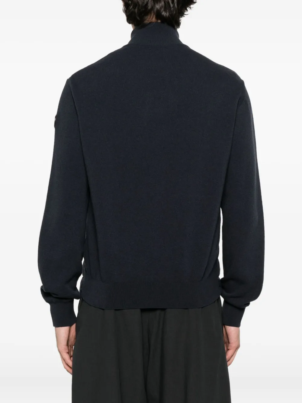 Moncler quilted wool-sleeve cardigan Blauw