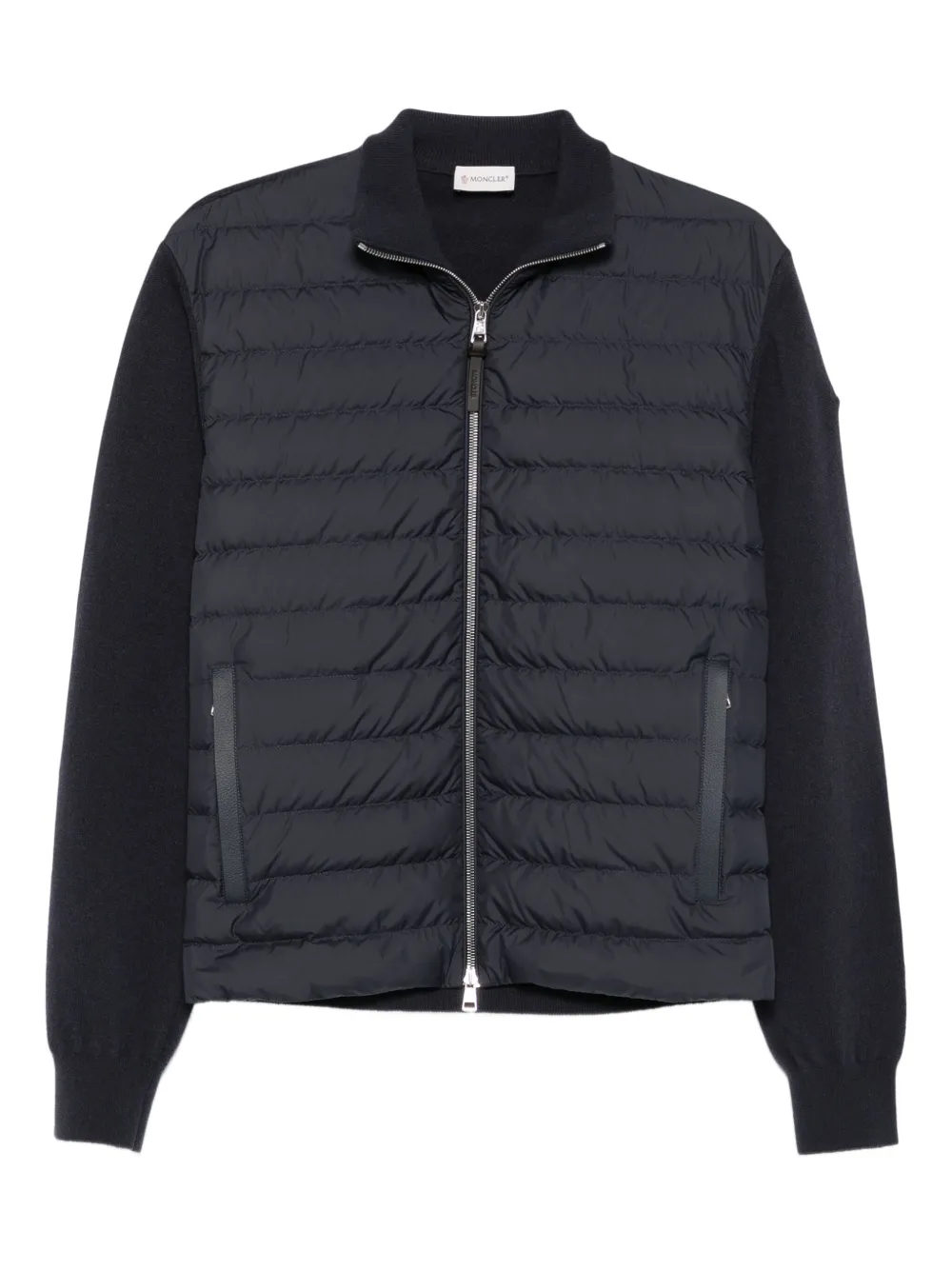 Moncler quilted wool-sleeve cardigan | Blue | Image 1