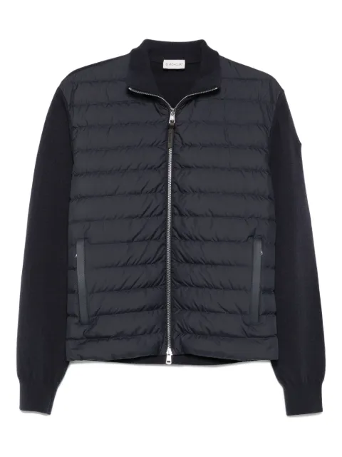 Moncler quilted wool-sleeve cardigan