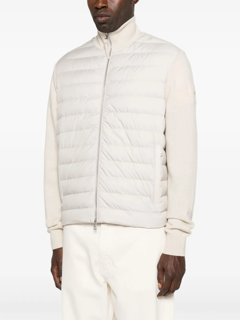 Moncler Gewatteerd vest met wollen mouwen Beige
