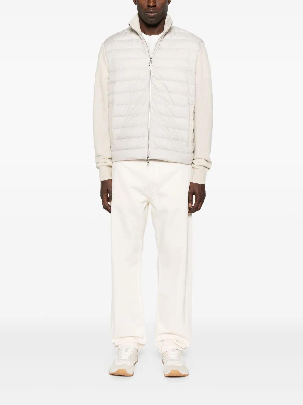 Moncler Gewatteerd vest met wollen mouwen Beige