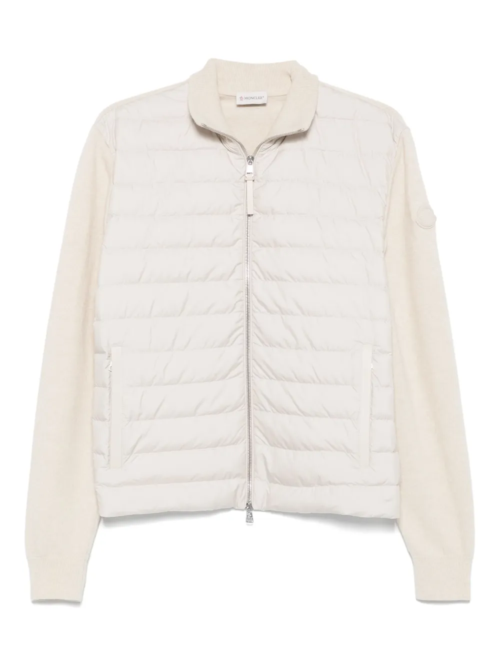 Moncler Gewatteerd vest met wollen mouwen Beige