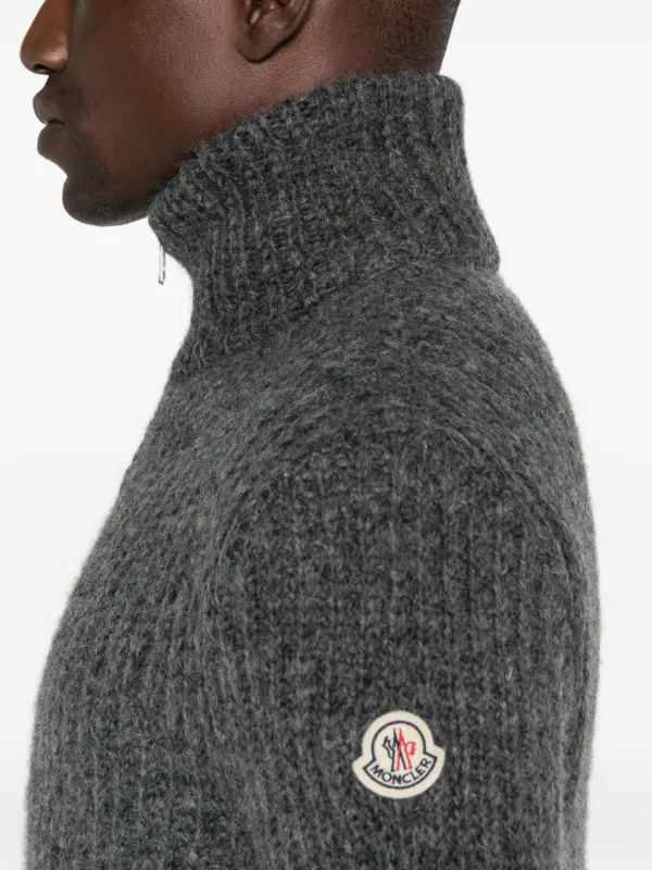 Moncler Ribbed zip-up Cardigan | Grey | FARFETCH