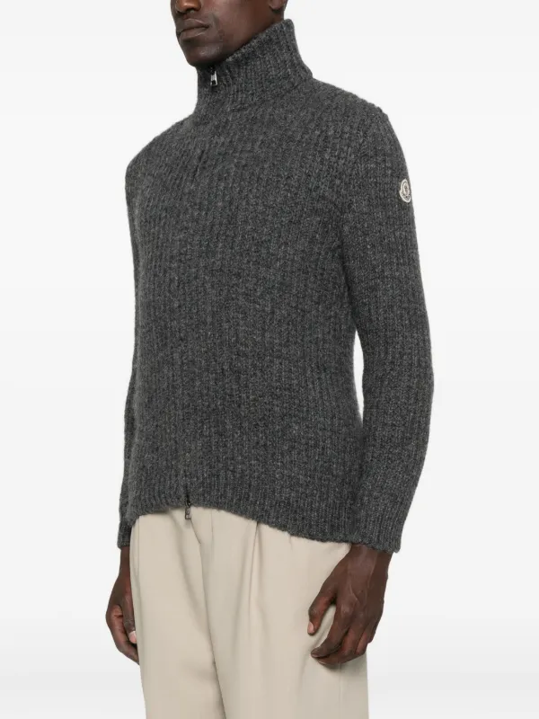Moncler Ribbed zip-up Cardigan | Grey | FARFETCH