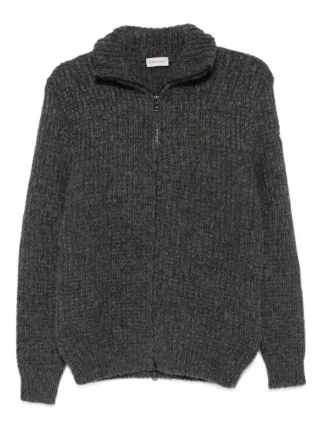 Moncler Ribbed zip-up Cardigan | Grey | FARFETCH