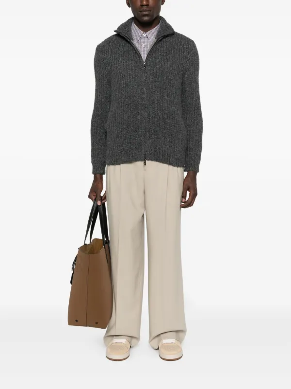 Moncler Ribbed zip-up Cardigan | Grey | FARFETCH