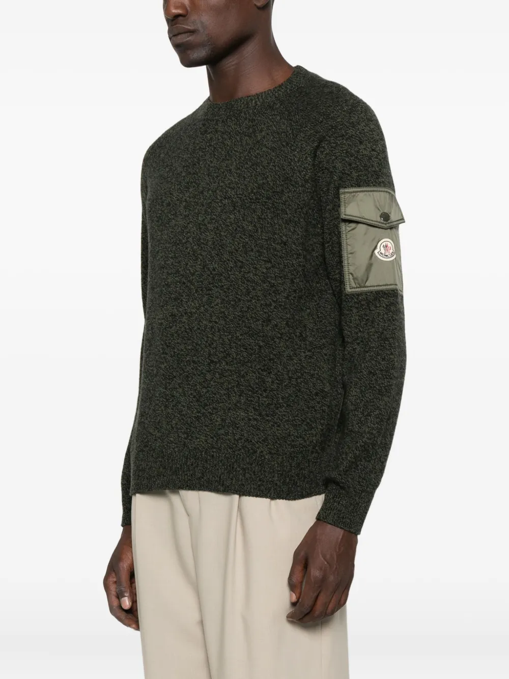 Moncler Trui met opgestikte zak en ronde hals Groen
