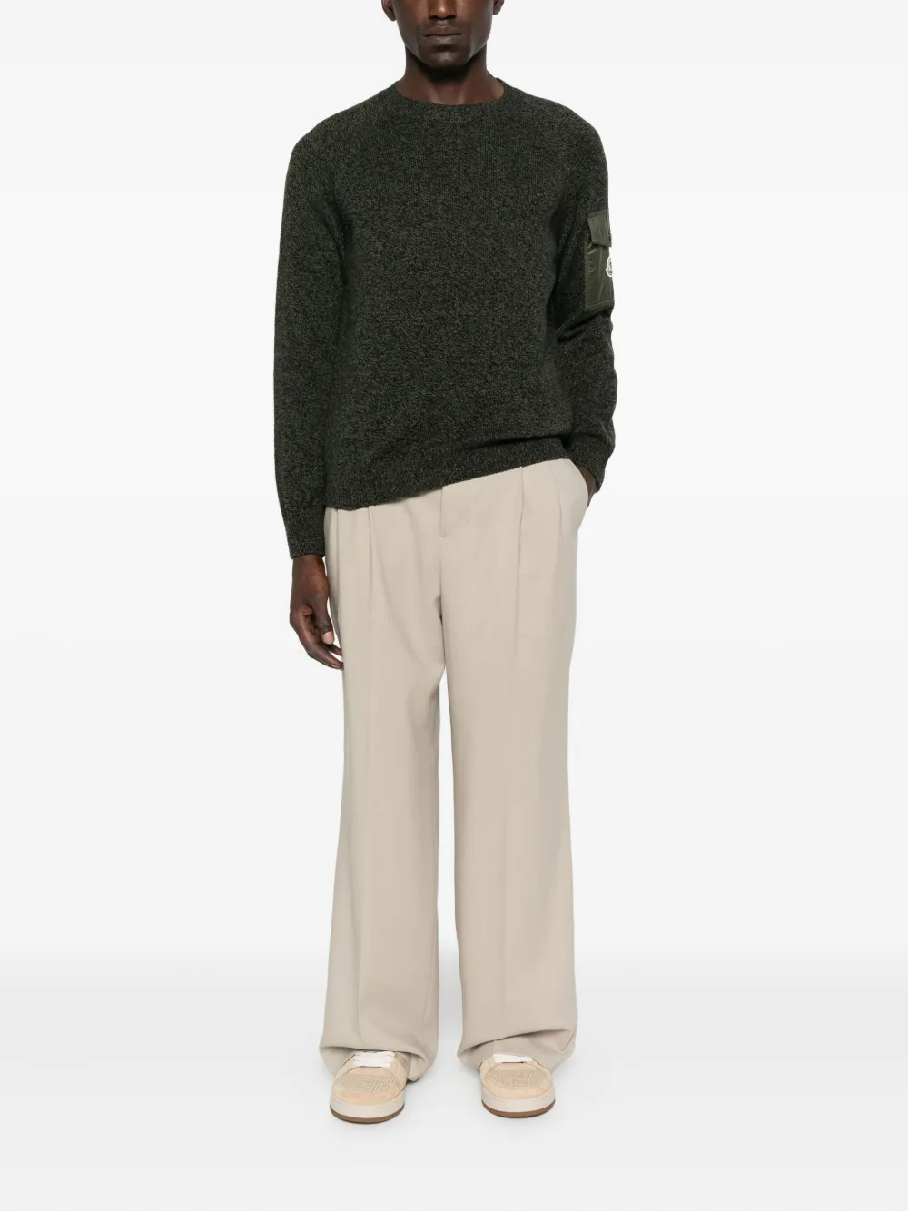 Moncler crew neck patch pocket sweater - Groen